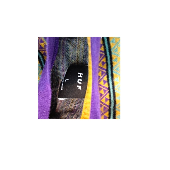 Huf -Striped Multicolor Crew Short Sleeve Shirt - Size Large - Picture 4 of 5